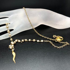 Necklace - Diamond Charm, Vintage Pearls